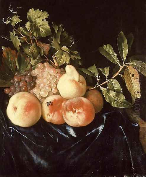 Still-Life of Peaches and Grapes 1705 Oil Painting by Willem Frederik van Royen