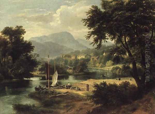 View of Clappersgate on the River Brathay above Windermere Oil Painting by Ramsay Richard Reinagle