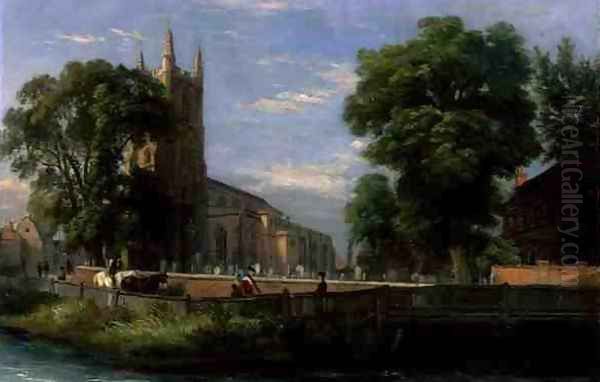 Croydon Parish Church, 1839 Oil Painting by Ramsay Richard Reinagle