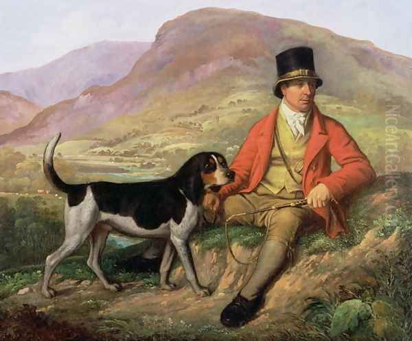 Portrait of John Peel 1776-1854 with one of his hounds Oil Painting by Ramsay Richard Reinagle