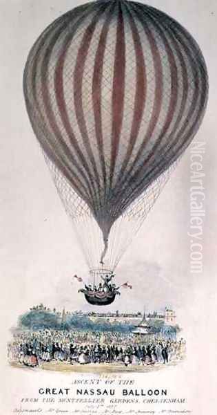 Ascent of the Great Nassau Balloon Oil Painting by George Rowe