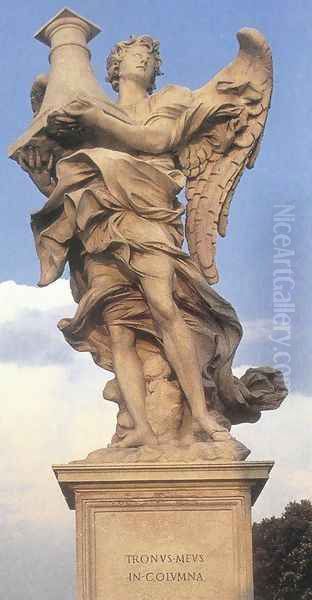 Angel with the Column (front view) Oil Painting by Antonio Raggi