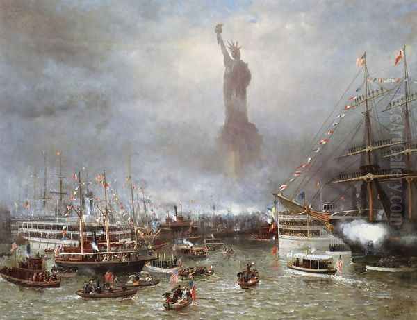 Statue of Liberty Celebration Oil Painting by Frederick Rondel Sr.