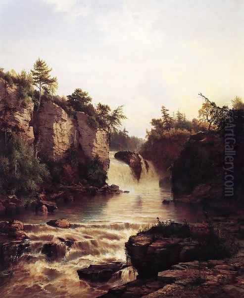 Ausable Falls Oil Painting by Frederick Rondel Sr.