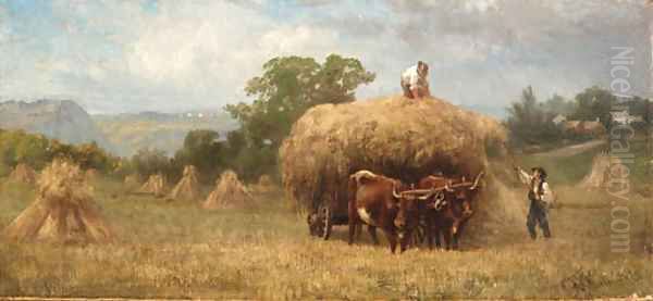 Harvesting Oil Painting by Frederick Rondel Sr.