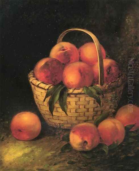 Basket of Peaches Oil Painting by Thomas Addison Richards