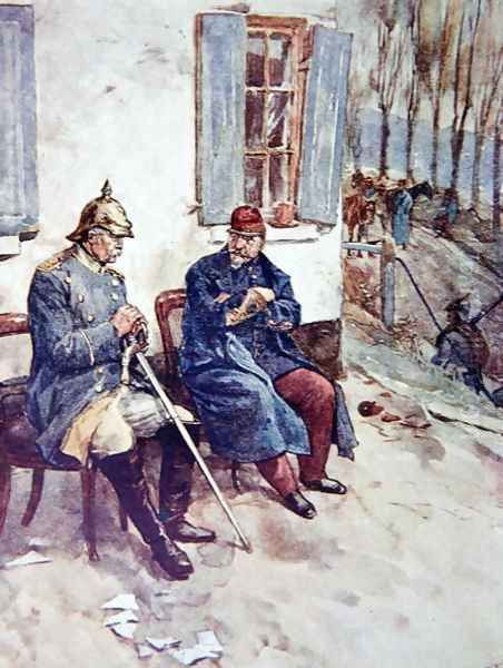 Chairs Were Brought That Napoleon and the Minister Might Sit Out of Doors, plate from The Story of France, by Mary MacGregor, 1911 Oil Painting by William Rainey