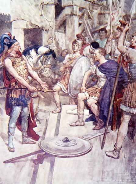 Vercingetorix d.46 BC Threw his Arms at the Feet of his Conquerors, plate from The Story of France by Mary MacGregor, 1911 Oil Painting by William Rainey