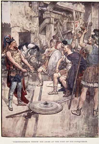 Vercingetorix Threw his Arms at the Feet of his Conquerors, plate from The Story of France by Mary MacGregor, 1920 Oil Painting by William Rainey