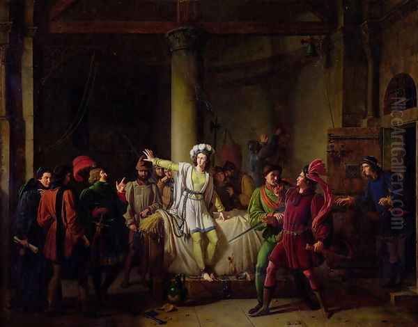 Joan of Arc c.1412-31 in Rouen Prison, 1819 Oil Painting by Pierre-Henri Revoil