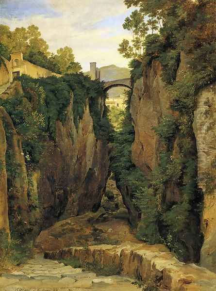 Grotto near Sorrento with Bridge Oil Painting by Heinrich Reinhold