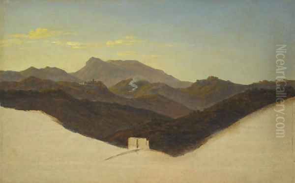 View of San Vito with Monte Guadagnolo in the distance Oil Painting by Heinrich Reinhold