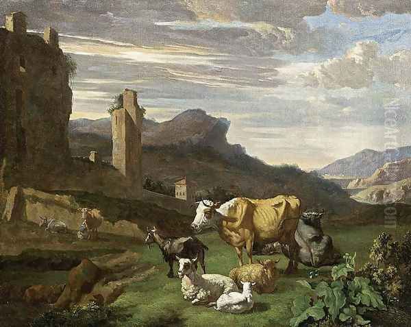 Italianate Landscape (2) Oil Painting by Willem Romeijn