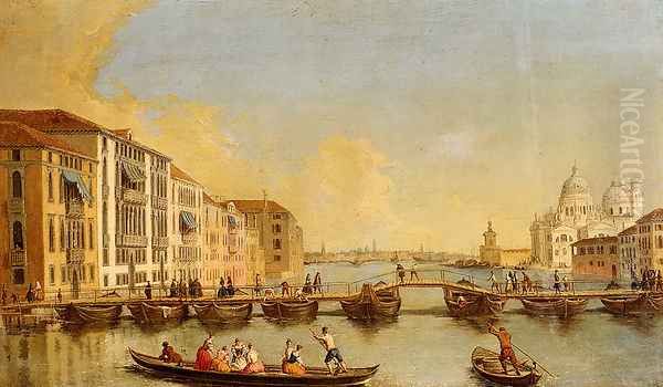 View Of The Grand Canal And Santa Maria Della Salute, Venice Oil Painting by Johann Richter