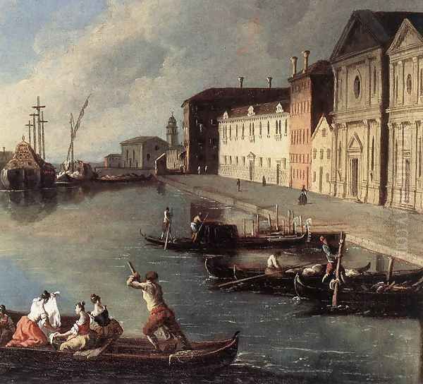 View of the Giudecca Canal (detail) 1730s Oil Painting by Johann Richter