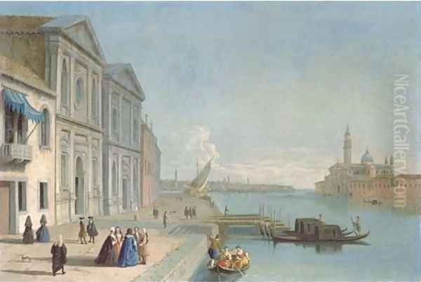 San Giorgio Maggiore, Venice, from the Canale della Grazia Oil Painting by Johann Richter