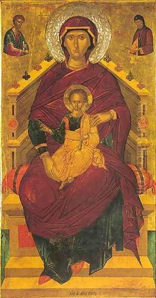 The Mother of God Enthroned Oil Painting by Andreas Ritzos