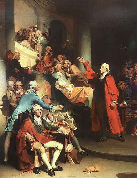 Patrick Henry in the House of Burgesses of Virginia, Delivering his Celebrated Speech Against the Stamp Act 1851 Oil Painting by Peter F. Rothermel