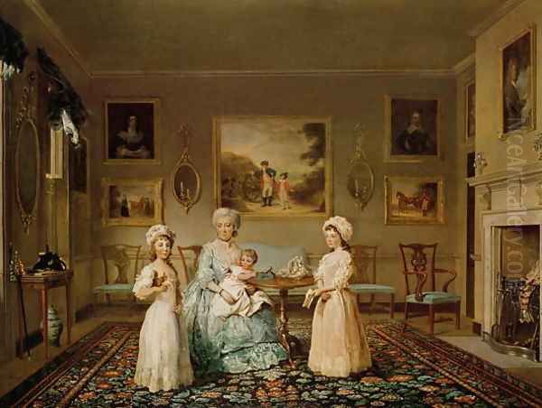 Mrs Congreve and her children in their London drawing room, 1782 Oil Painting by Philip Reinagle