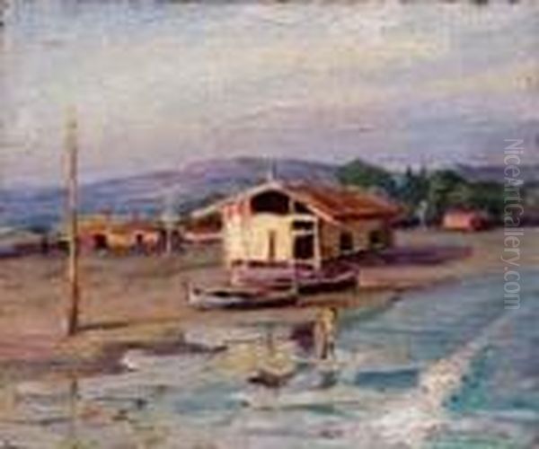 Il Capanno In Riva Al Mare Oil Painting by Giuseppe Pennasilico