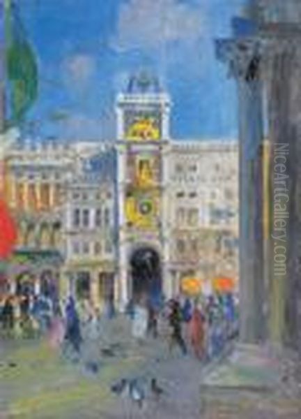 Piazza San Marco Oil Painting by Giuseppe Pennasilico