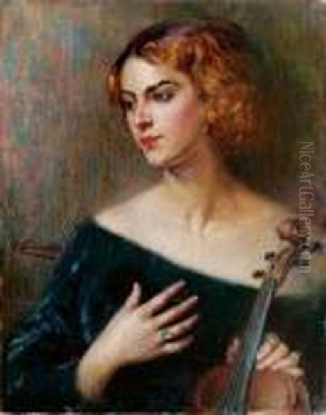 Giovane Donna Con Violino Oil Painting by Giuseppe Pennasilico