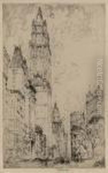 The Woolworth Building Oil Painting by Joseph Pennell