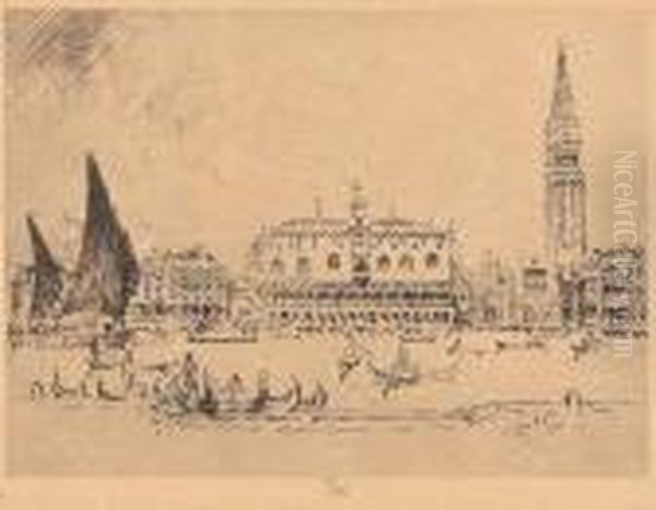 View Of Venice Oil Painting by Joseph Pennell