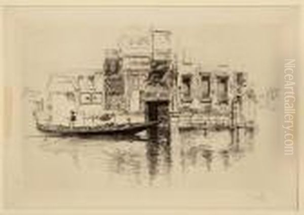 Etching Of Venice Canal Oil Painting by Joseph Pennell