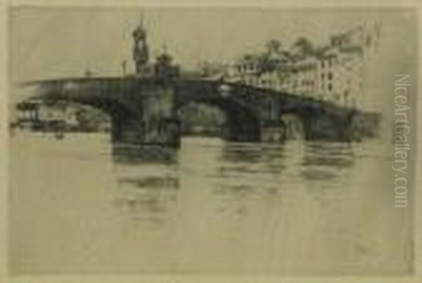 Ponte Vecchio, Florence Oil Painting by Joseph Pennell