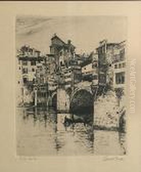 Ponte Vecchio Oil Painting by Joseph Pennell