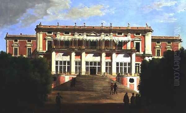 Exterior of the Palazzo Reale, Portici Oil Painting by Josef Rebell