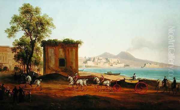 The Bay of Naples, seen from Posillipo Oil Painting by Josef Rebell