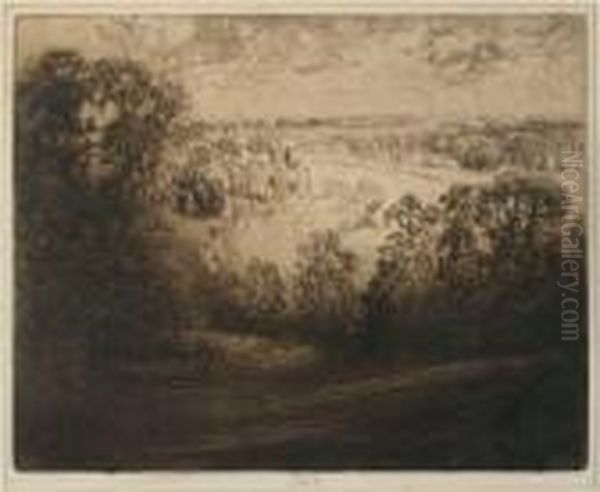 Thames From Richmond Hill Oil Painting by Joseph Pennell