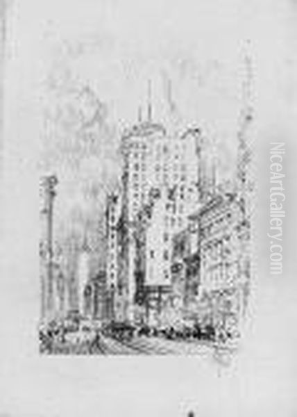 New York In Oil Painting by Joseph Pennell