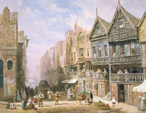 Watergate Street, looking towards Eastgate, Chester, c.1870 Oil Painting by Louise Rayner