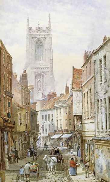 A View of Irongate, Derby Oil Painting by Louise Rayner