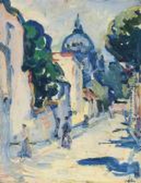 Figures In A Street, Montmartre Oil Painting by Samuel John Peploe