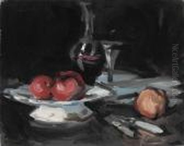 Still Life With A Wine Decanter Oil Painting by Samuel John Peploe