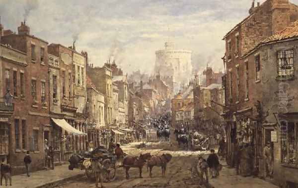 The Household Cavalry in Peascod Street, Windsor Oil Painting by Louise Rayner