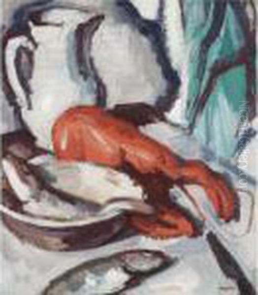 The Lobster Oil Painting by Samuel John Peploe