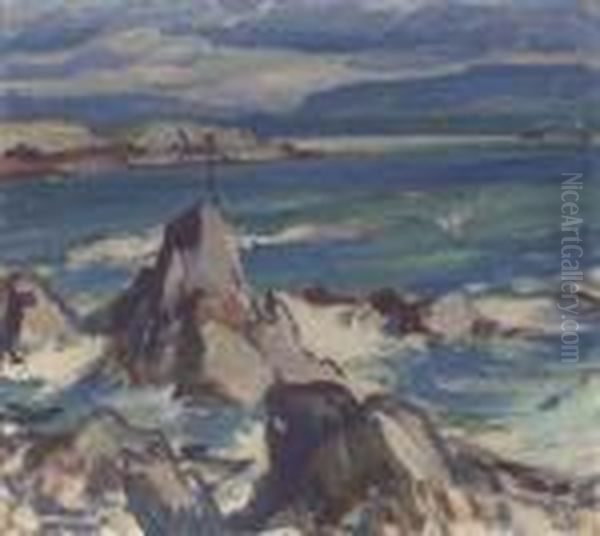 Rocks And Sea, Iona Oil Painting by Samuel John Peploe