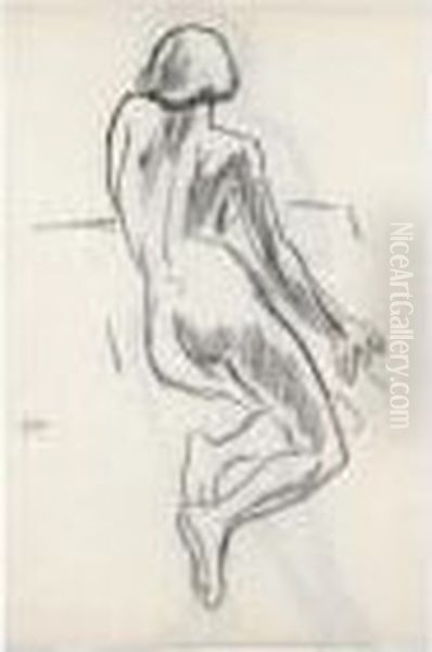 Contraposto (recto), Study Of A Female Nude (verso) Oil Painting by Samuel John Peploe