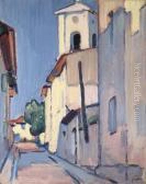 A Street In Cassis Oil Painting by Samuel John Peploe