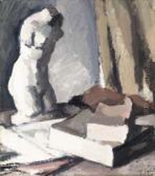 Still Life With Plaster Cast And Books Oil Painting by Samuel John Peploe