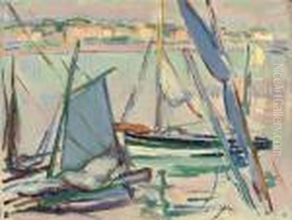 Sailing Boats Oil Painting by Samuel John Peploe