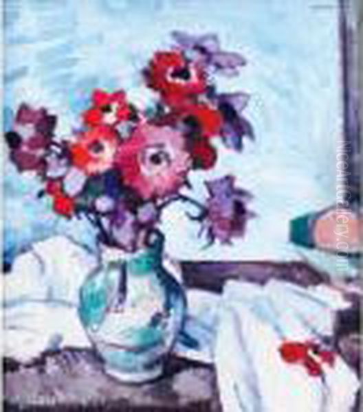 Anemones Oil Painting by Samuel John Peploe