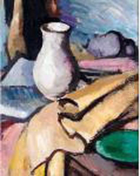 Still Life With A White Vase Oil Painting by Samuel John Peploe