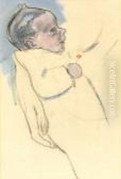 Willy Peploe As An Infant Oil Painting by Samuel John Peploe