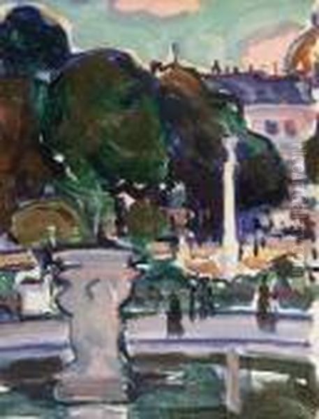 Luxembourg Gardens, Paris Oil Painting by Samuel John Peploe